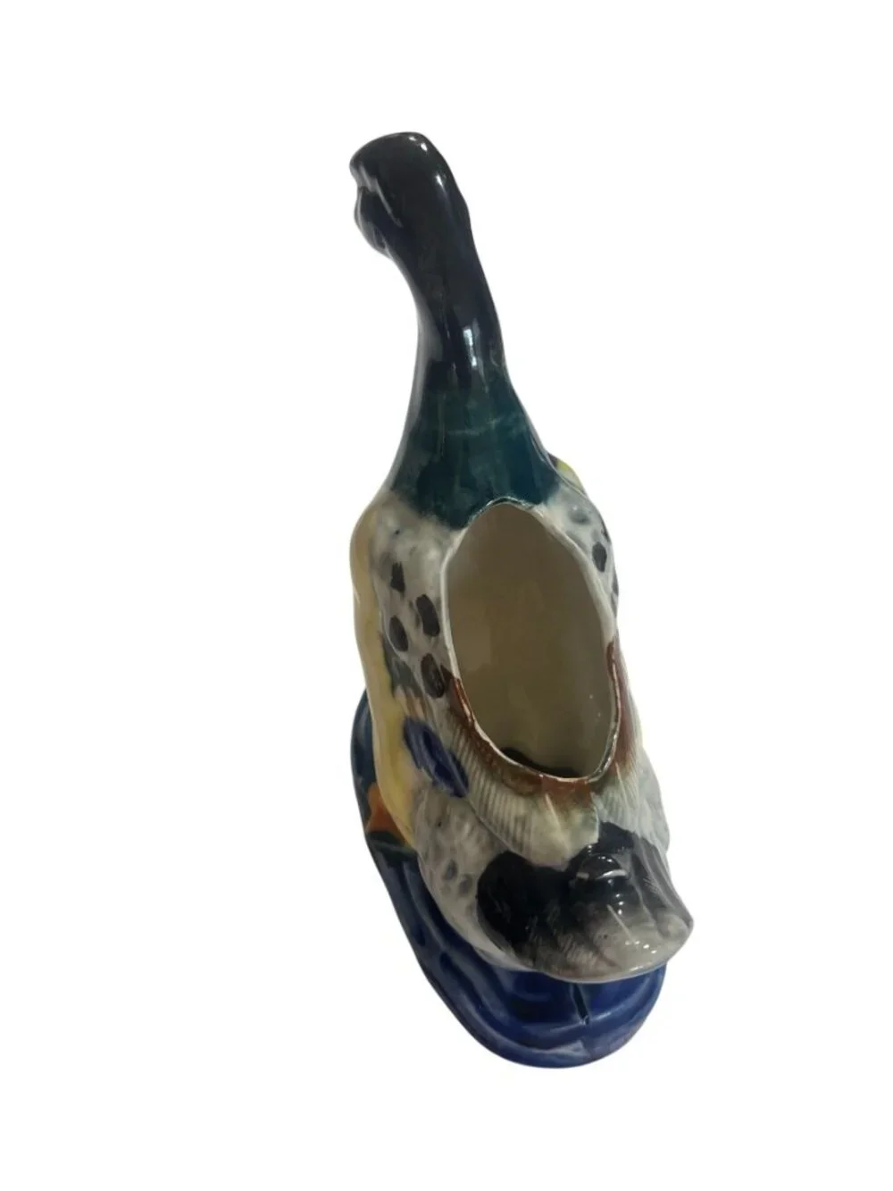 Hand-Painted Ceramic Duck Figurine Vase/Planter Made In Japan Collectible Décor